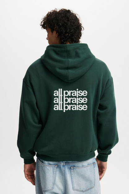 Oversized All Praise Hoodie- Pine Green