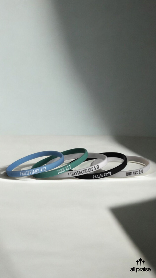 5 Pack- Bible Verse Bracelets Set (Thin)